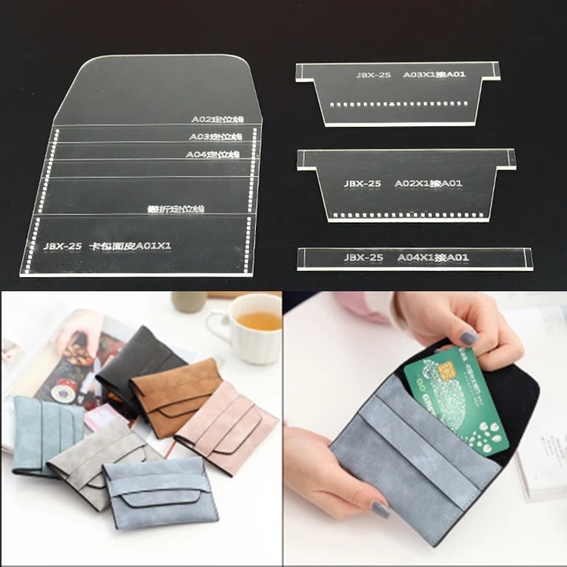 Yomdid Fashion Card Bag Coin Coin koža Kožná šablóna Praktická akrylová kožená náradie DIY ručne vyrobená peňaženka