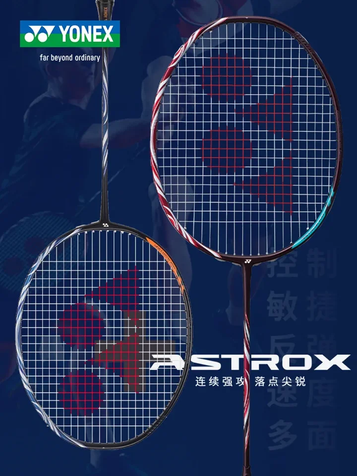 YONEX Originálny badminton raketa AX100ZZ Blue Red Astrox Series Professional Badminton Racket Set Prispôsobiteľné libry so šnúrkou