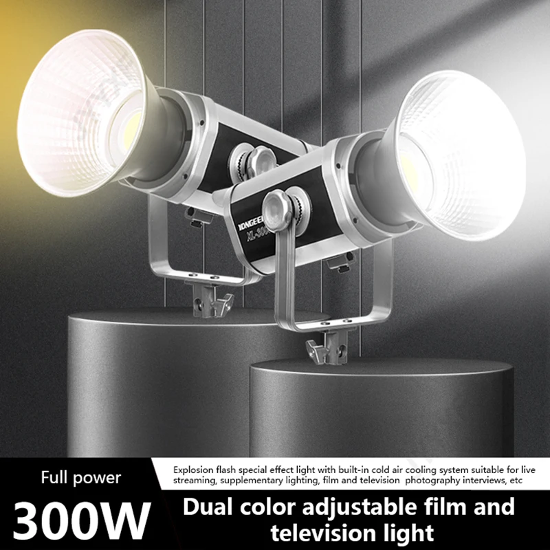 Yongeer LED VIDEO LIGHT 300W Bowens MONT REFLECTOR Profisional Photography Cameraf Camebograph pre Tiktok Vlog YouTube Live Video