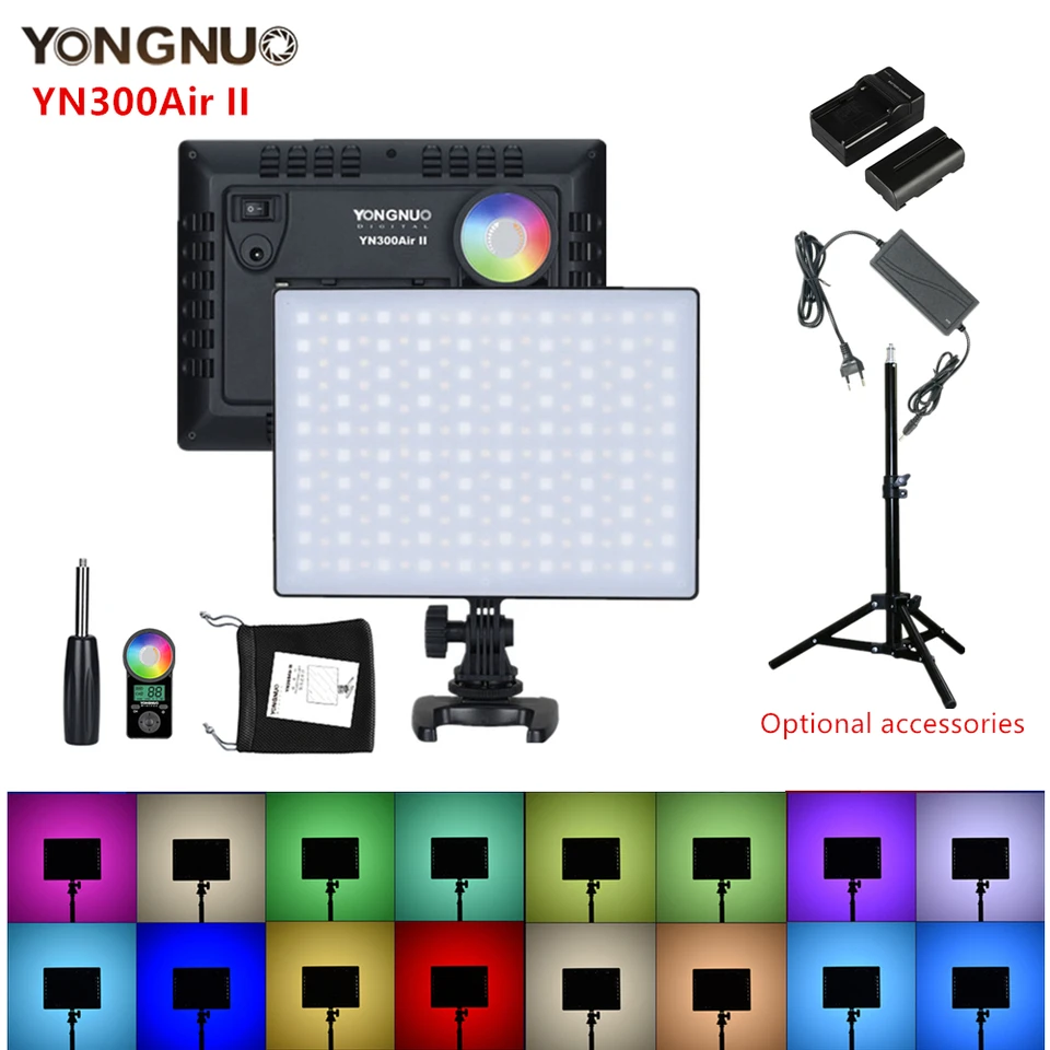 Yongnuo yn300air II YN-300 Air Pro RGB LED žiarovka Photografia LED VIDEO VIDEO VIDEA VOZIDLA VOZIDLA S KIT PRIPOJENSKÝM KAPICKOM PRE CANON NIKON
