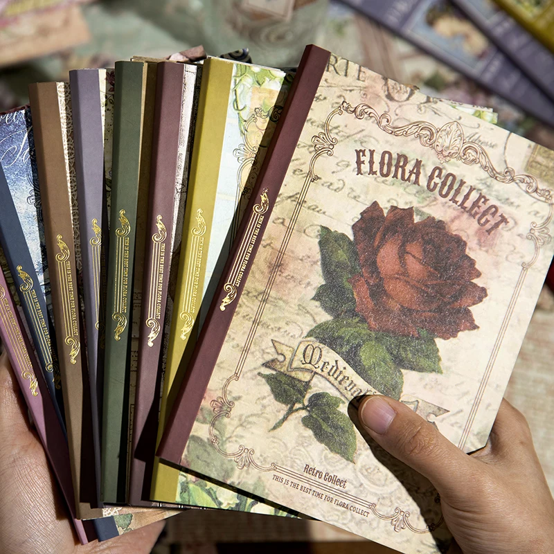 Yoofun 40 Neopakované veľké veľkosti Vintage Materiál Papier obojstranný materiál kniha Retro scrapbooking denník DECONCESKÉRY