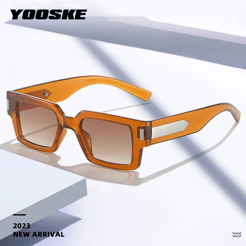 Yooske vintage štvorcové slnečné okuliare Žena retro značka zrkadlo Slnečné okuliare Žena čierna oranžová módna cukrovinky farby Oculos de sol Fem