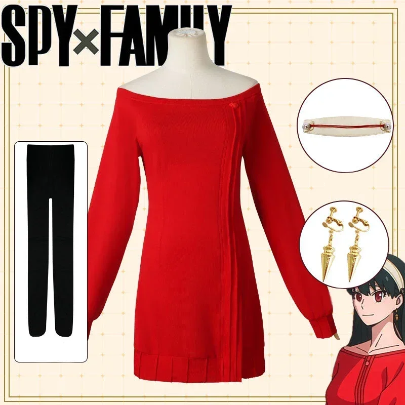 Yor Forger cosplay dlhý červený pletací sveter anime špionážny rodinné dámske Wear V