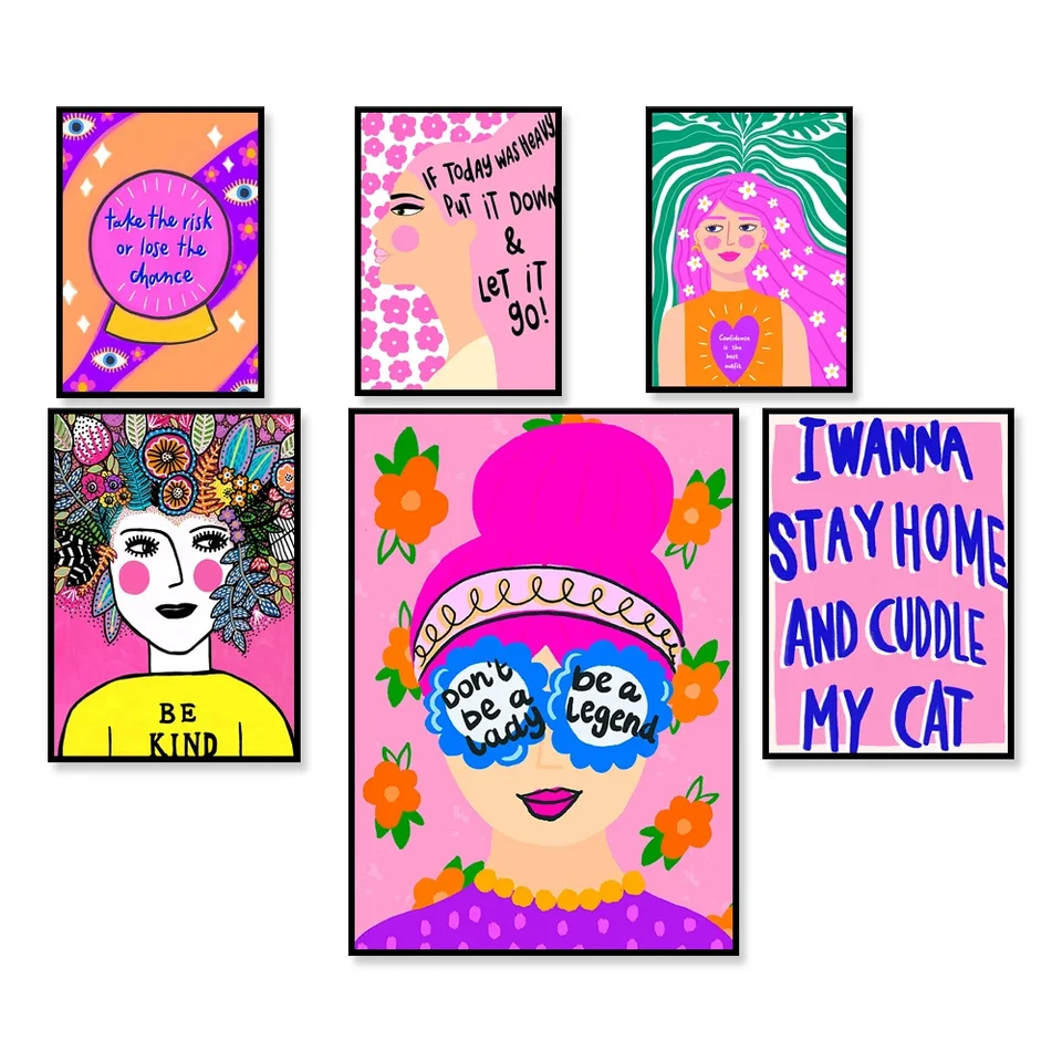 You Rock Girl, Cat Print, You Rock Girl, Love Life tu tlač, predný, citát, dievčenská tlač, plagát na dekoráciu steny, darček pre dievča