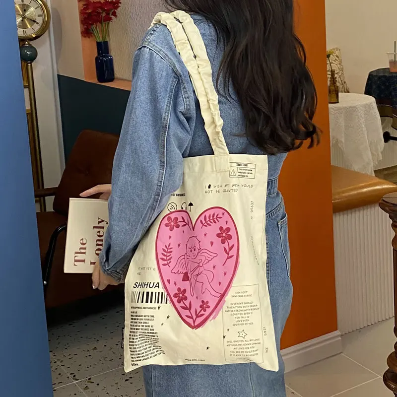 Youda Women Canvas Nákupná taška Ženské plátno Canvas Cloth Ramery Tašky Ekologická kabelka Tote Opätovne použiteľné potraviny Shopper Students Book Pack