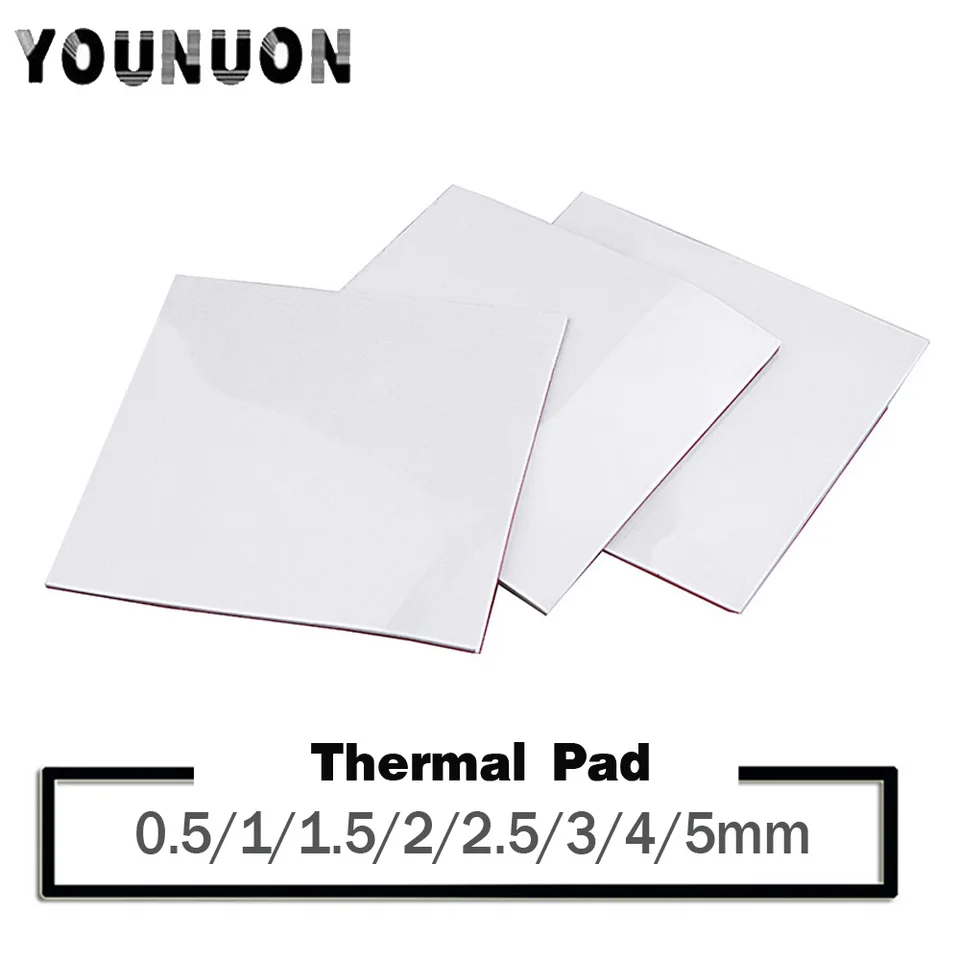 Younuon 100x100 mm 0,5 mm 1 mm 1,5 mm 2 mm 3 mm 4 mm 5 mm Tichkess Tepelná podložka CPU chladiča chladenia vodivého silikónového tepelného