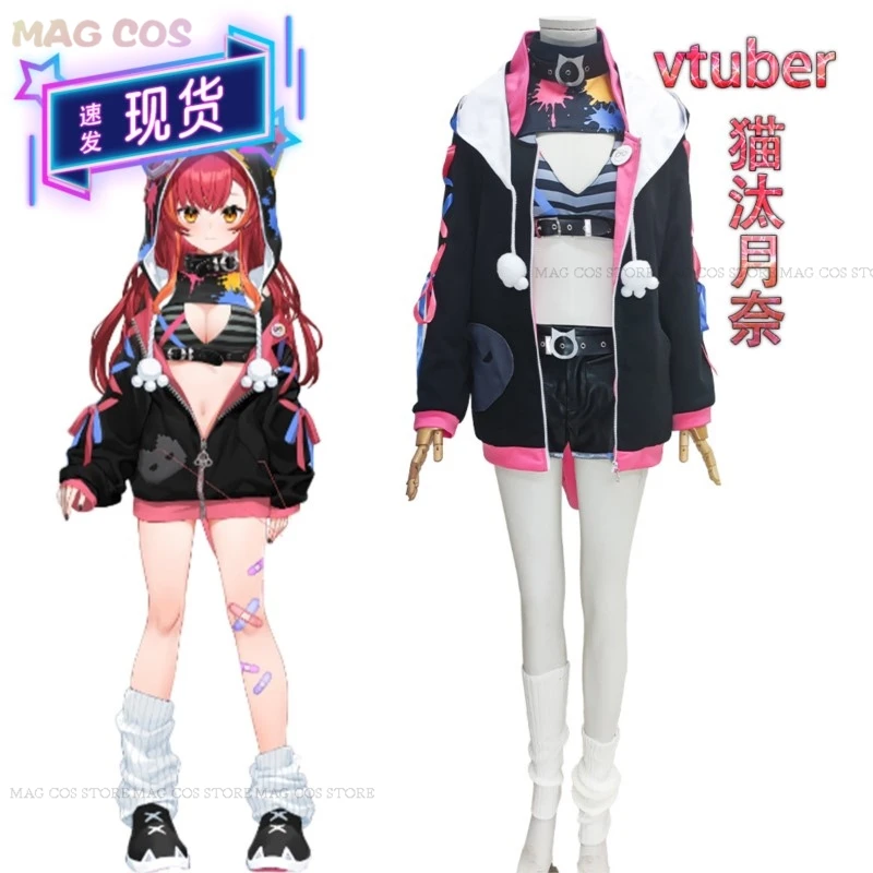 YouTuber Vtuber Nekota Tsuna Virtual Esports Project projekt VSPO Cosplay kostým parochňou topánky Žena Uniforma Halloween Carnival Party Suit