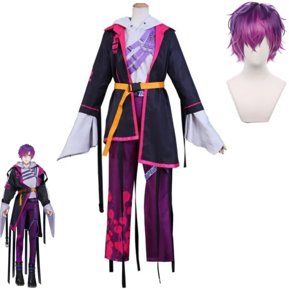 YouTuber VTuber Nijisanji Noctyx UKI UKI VIOLETA COSPLAY COSTUME WIG Anime outfit Hallowen Carnival Party Muž Žena Uniformný oblek