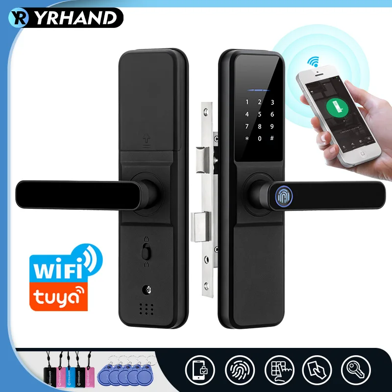 YRHAND H01 TUYA WIFI APP ZOBRAZENIE FECHADURA BIOMETRICKÁ ELETRONA DIGITÁLNA VODNOSŤ ODPOROVANIE IC CARD CARD SMART DOORE LOCK PRE HOME