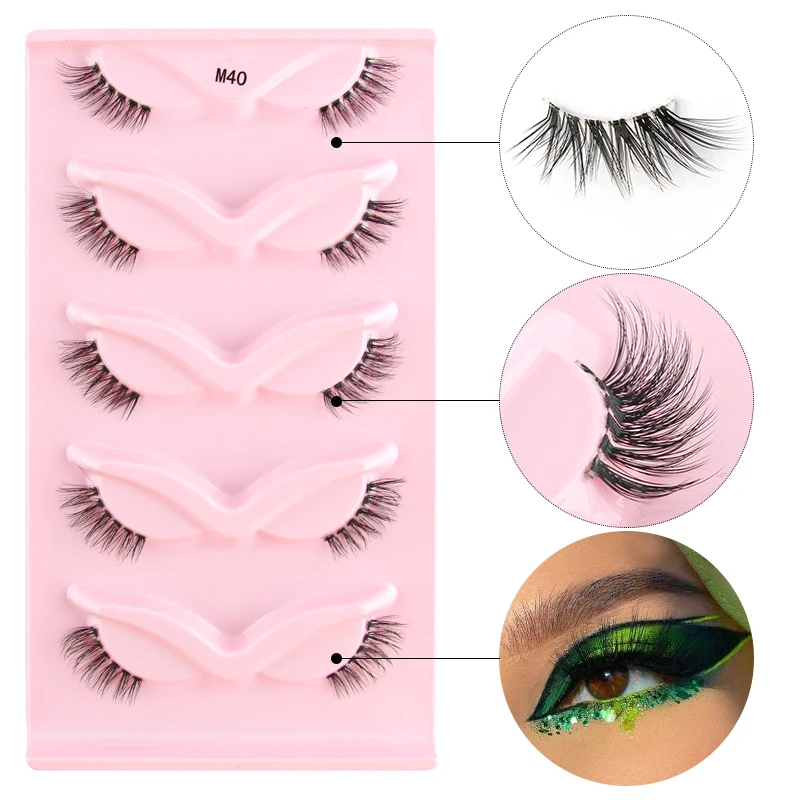 Ysdo 5 páry 3D faux maquiagem Mink Mink Hromady Rikoch Prírodné pre mihalnice predlžovacia make -up nachpaľovacie pancieri riasy riasy Cilios