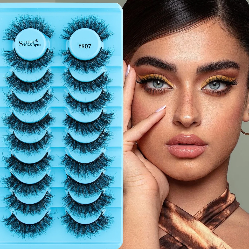 YSDO Ruský pásik rias 3/10 párov Prírodné 3D Mink Rika Dramatické kríž False riasy make -up Half Ryeš predlžujú náradie