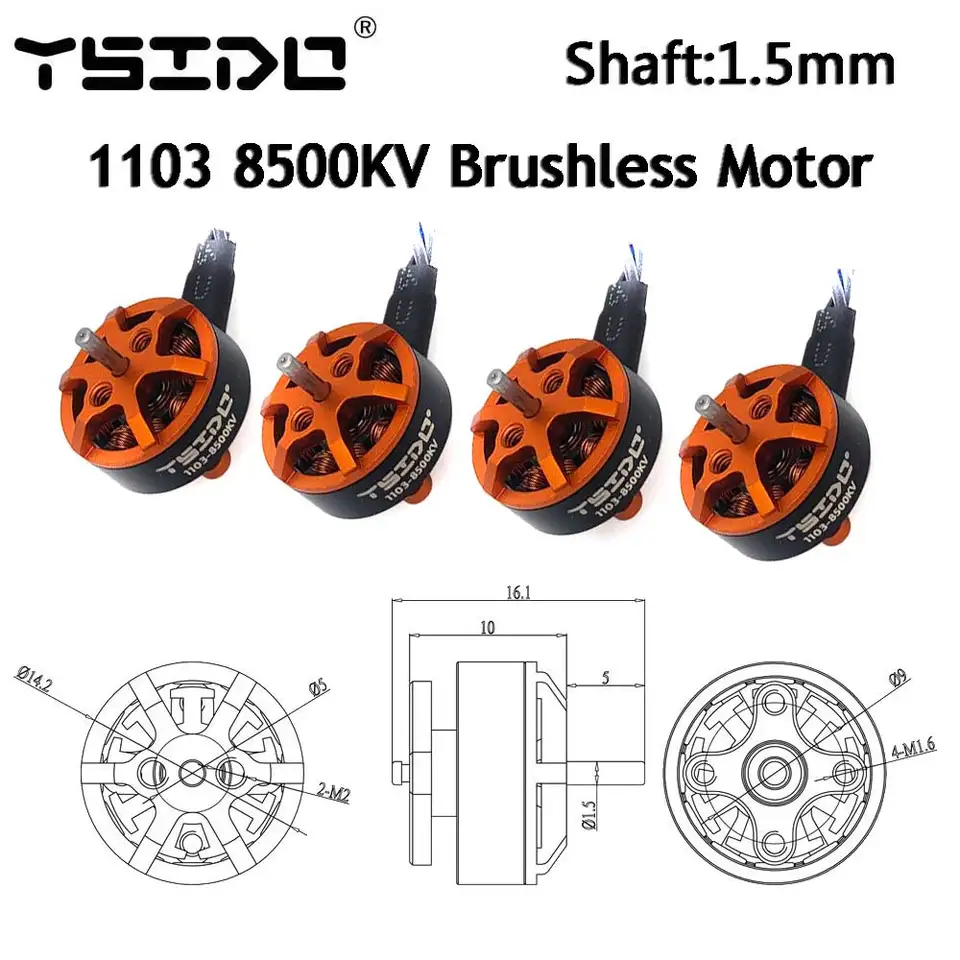 Ysido Brushless Motor 1103 8500KV 1-2S LiPo 1,5 mm hriadeľ pre Gemfan HQPROP 65 mm vrtuľa TinyWhope PAVO20 BASSLINE MICRO DRONY