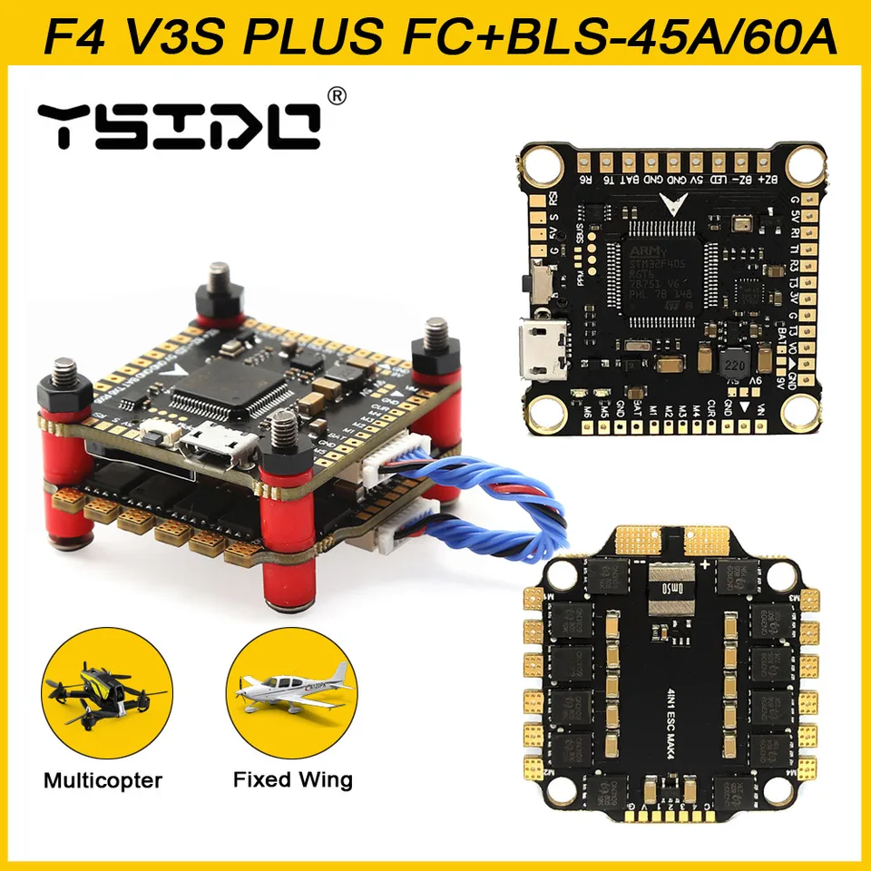 YSIDO NOVÝ F4 V3S Plus Flight Control FC Podpora Betaflight/INAV BLS-45A/60A 4in1 ESC STACK pre RC FPV DRONOVÉ PLAVNÉ KVOLOSTI QUADCOPTER