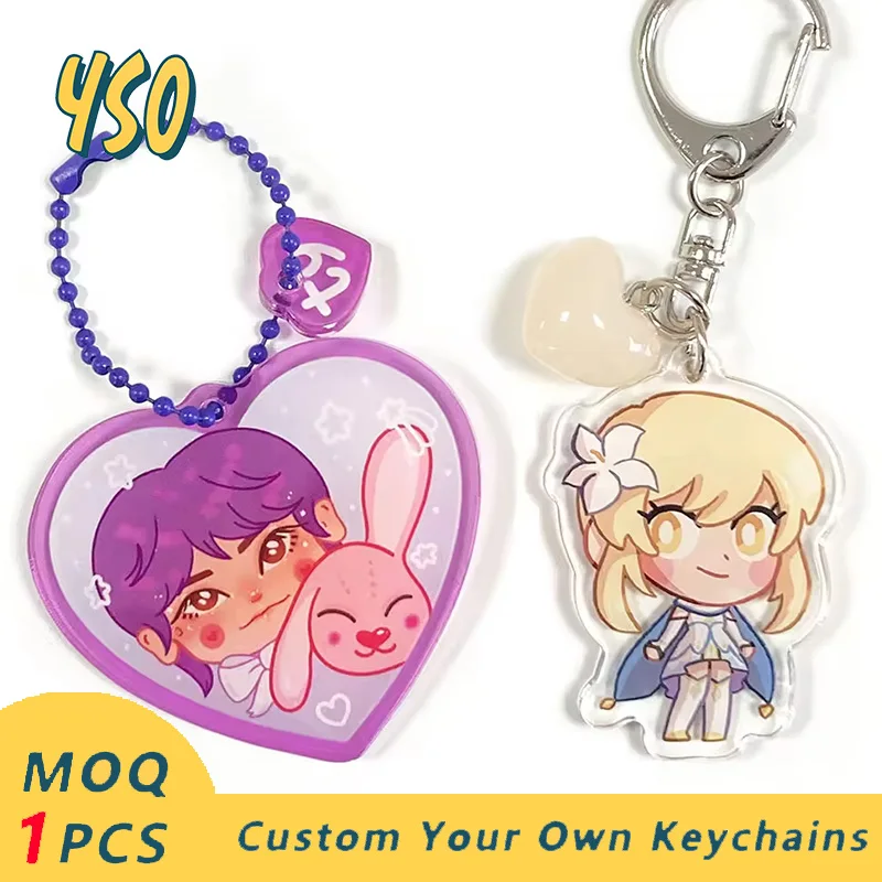YSO vlastné akrylové keychain nepriehľadné farebné matné vysokokvalitné animačné postavy roztomilý dizajn CNE Diamond Cutting