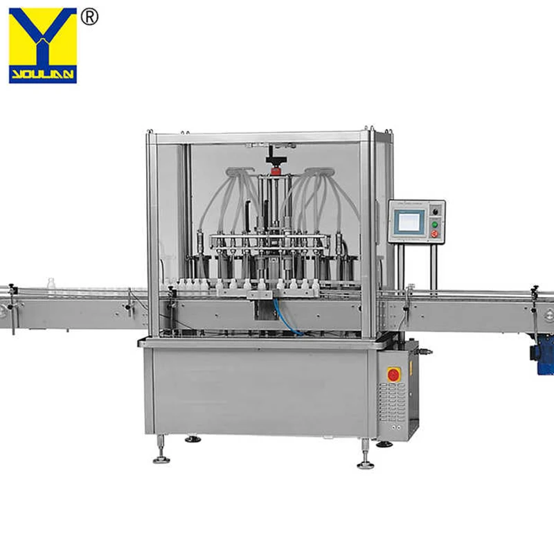 YT8T-8G Automatické 8 hlavy 100-1 000 ml pneumatickej tekutiny a olejového plniaceho gélového fľaše na plnenie fľaše pre šťavu/nápoj/mlieko