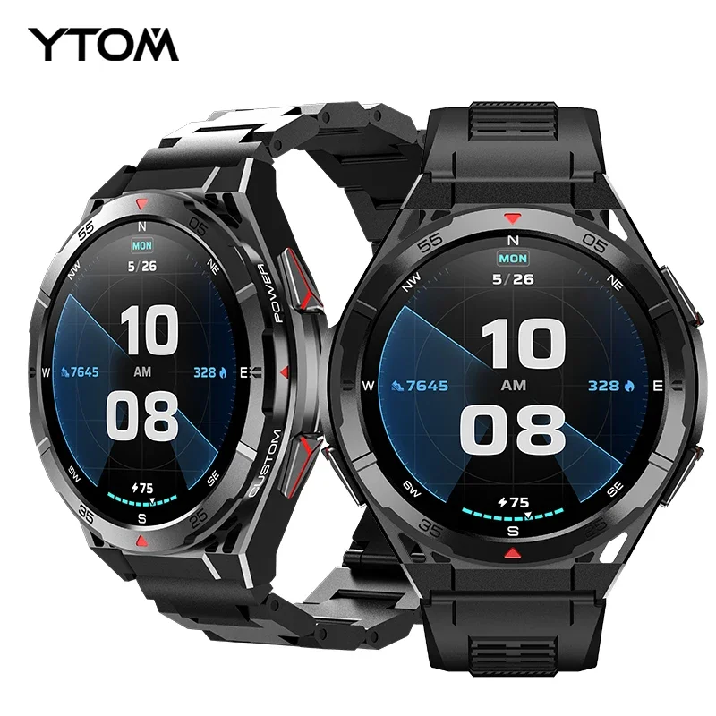 YTOM X2 GPS 3ATM Vodotesné smartwatch s Compassom 1,43 palca AMOLED HD ROUND SCRESS SPORT SMART SMART WOOK FOR MEN Plávanie
