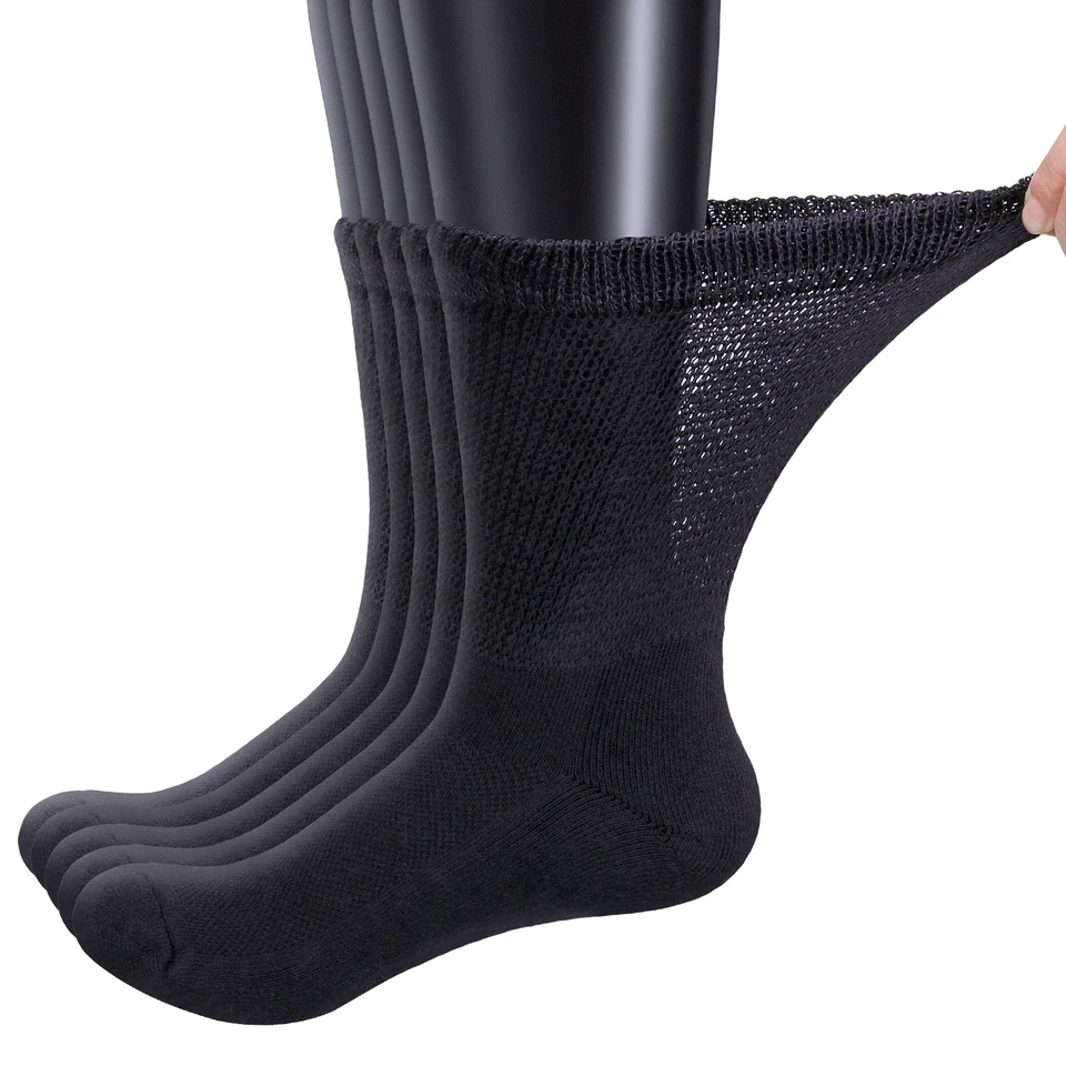 Yuedge 5 párov bambusové diabetické pánske ponožky, nezáväzné voľné ponožky pre ženy a mužov