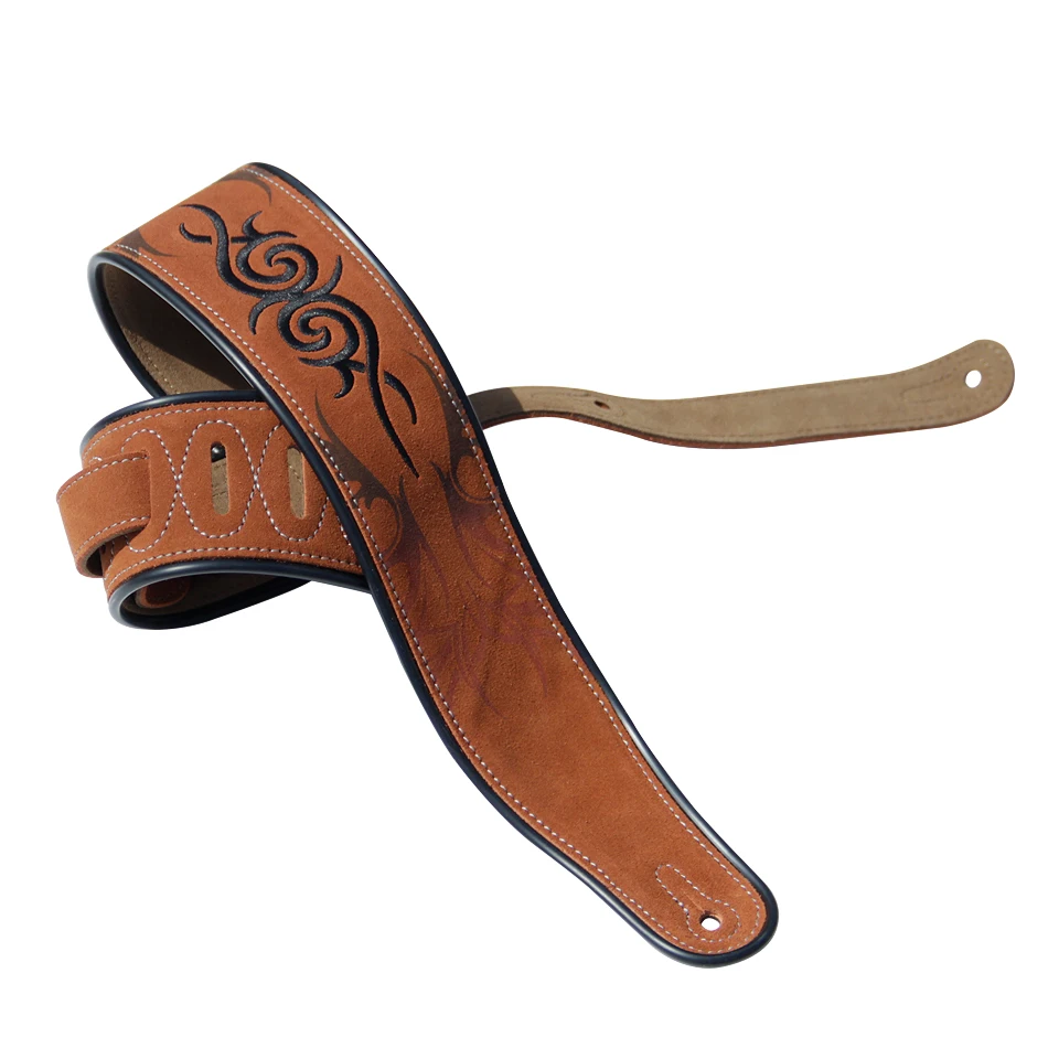 Yueko Leather Mäkký odolný gitarový remienok nastaviteľný akustický elektrický basový remienok na gitar
