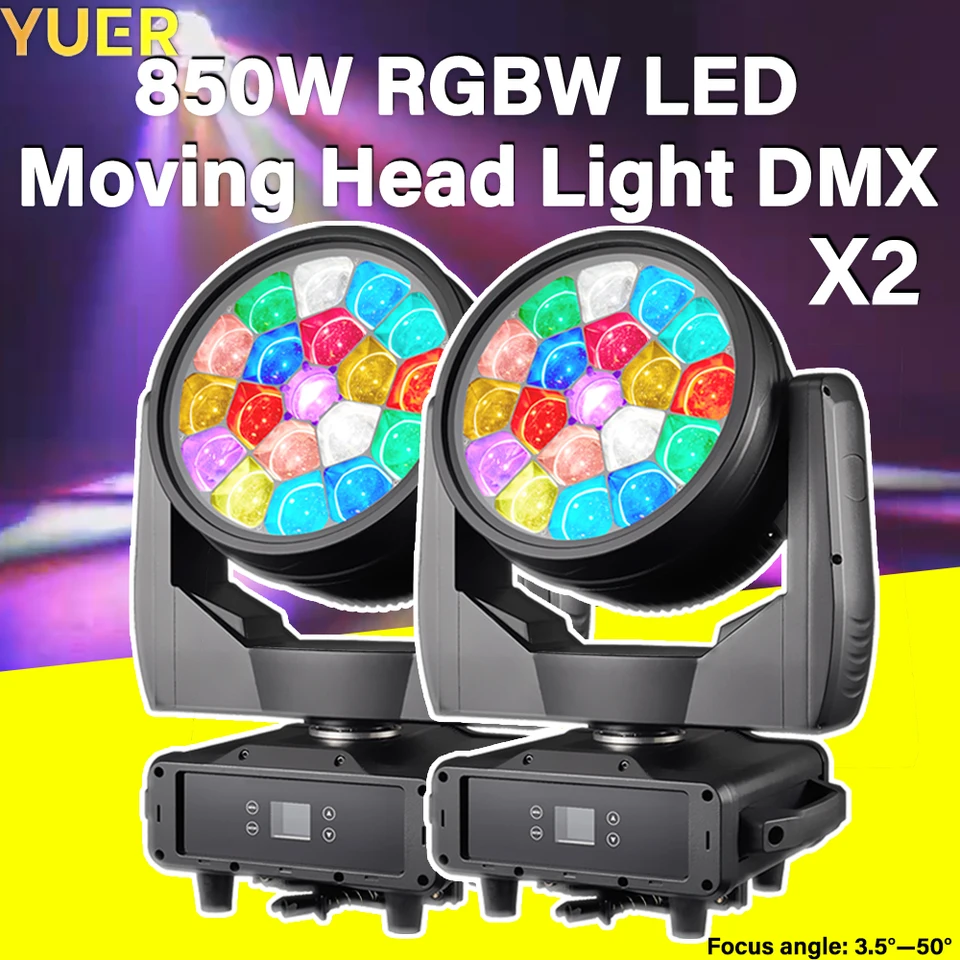 Yuer 2pcs 850W RGBW LED etapa Light DMX512 s 10 W laserom 540 ° vodorovným 250 ° Vertikálne skenovanie pre diskotéku s pódiom a event