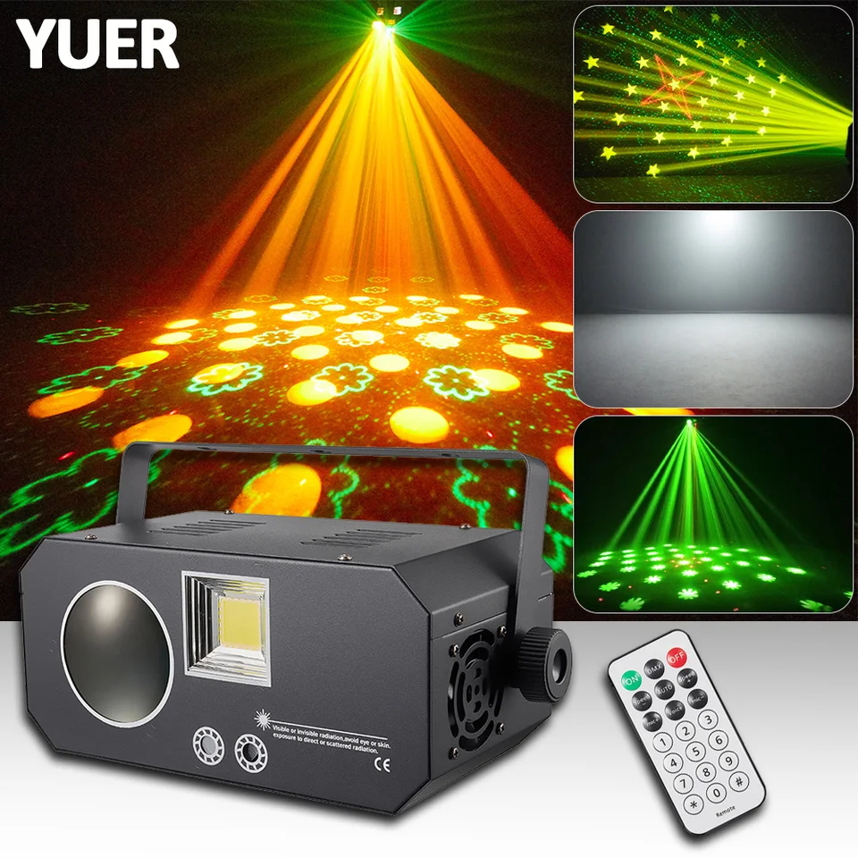 Yuer Led 3in1 efekt Strobe lúč s pódiom osvetlenia pre domácu párty dekorácia DJ Disco vianočný tanec dmx diaľkové ovládanie