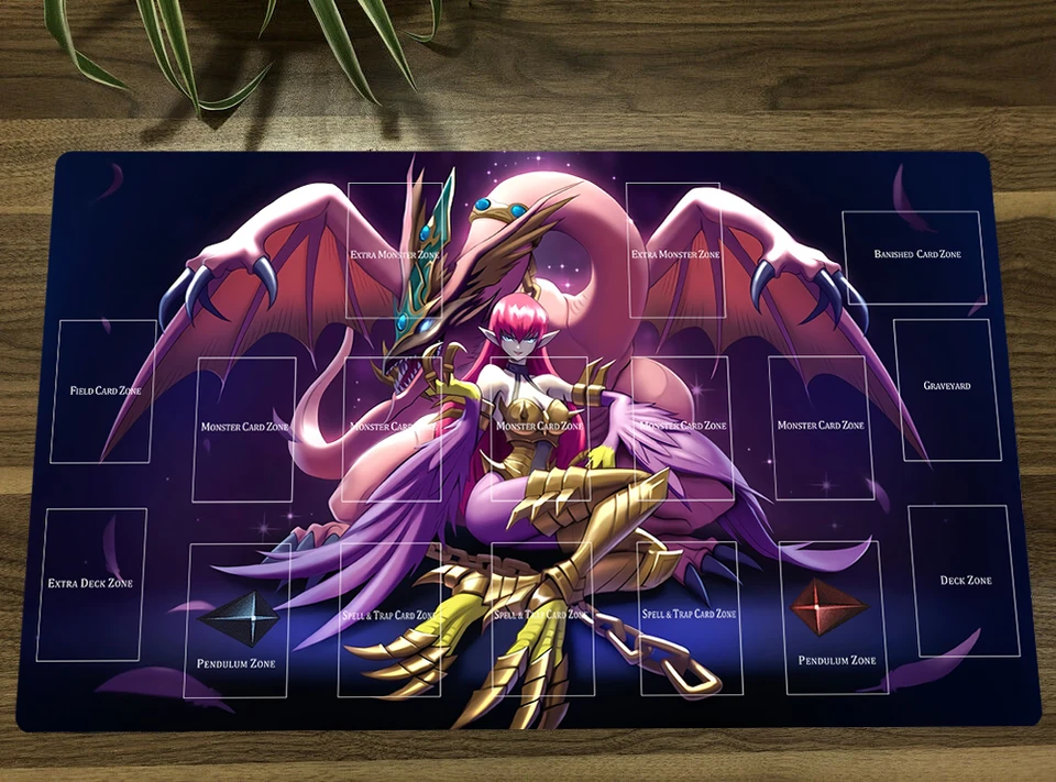 Yugioh Harpie Lady & Pet Dragon Tcg Mat Trading Card Game Mat Duel CCG Playmat Anti-Slip Rubber Mouse Pad Desk Play Mat 60x35 cm