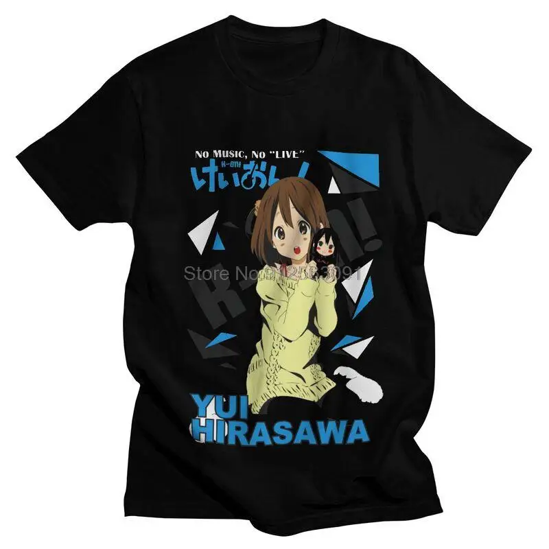 Yui hirasawa k-on tričko Men 100% bavlnené tričko Tričko vtipné tričko Japan hudba Anime manga Tees Top Harajuku Streetwear