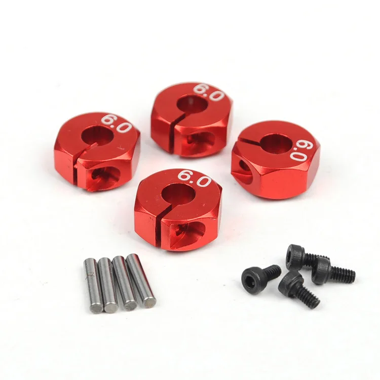 Yukala 4 mm/5 mm/6 mm kovové CNC kolesá matice/hex Hub pre 1:10 RC CAR 12 mm hliníkové koleso HEX Adaptéry vodiča Viacfarebné