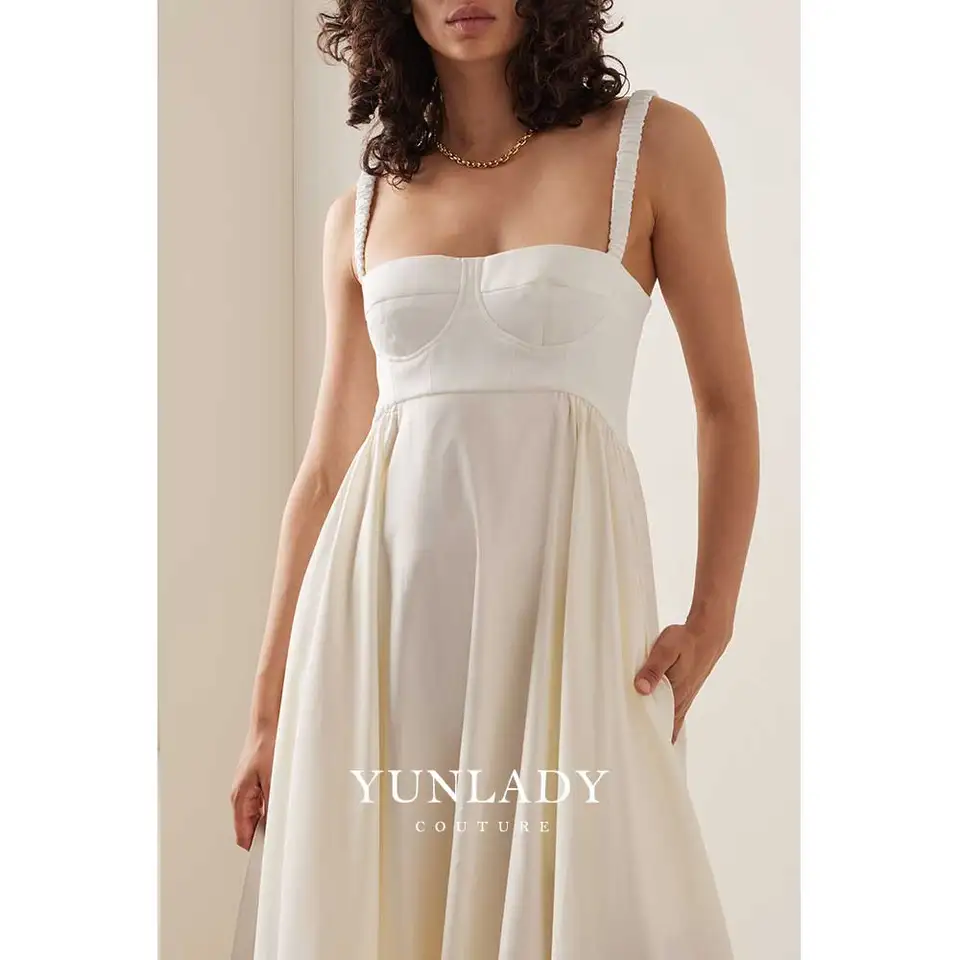 Yunlan Sexy béžové remienok na remienok Topless šaty Homecoming šaty Elegantné dubajské asymetrické backless midi dámske plesové večierky večerné šaty