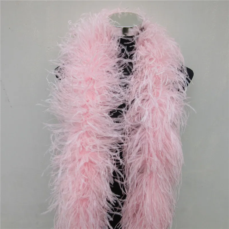 YY-TESCO 2 metre Fluffy Pink Pstrich Feather Boa Kostýmy/čalúnenie pre večierok/šál/remeselné perie Boa pri svadobných dekoráciách