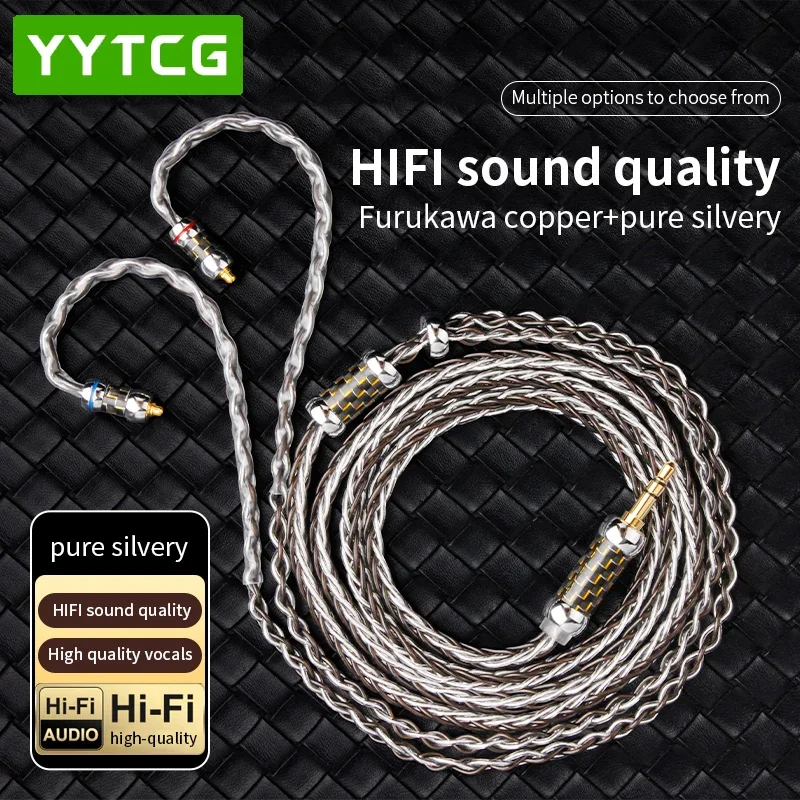 YYTCG Hi-Fi Audio Kábel pre slúchadlá 8-jadrové meď-Silver zmiešané MMCX 0,78 2pin 2,5/4,4/3,5 mm zdvihák typu C pre Carat Tangzu Fudu Hola