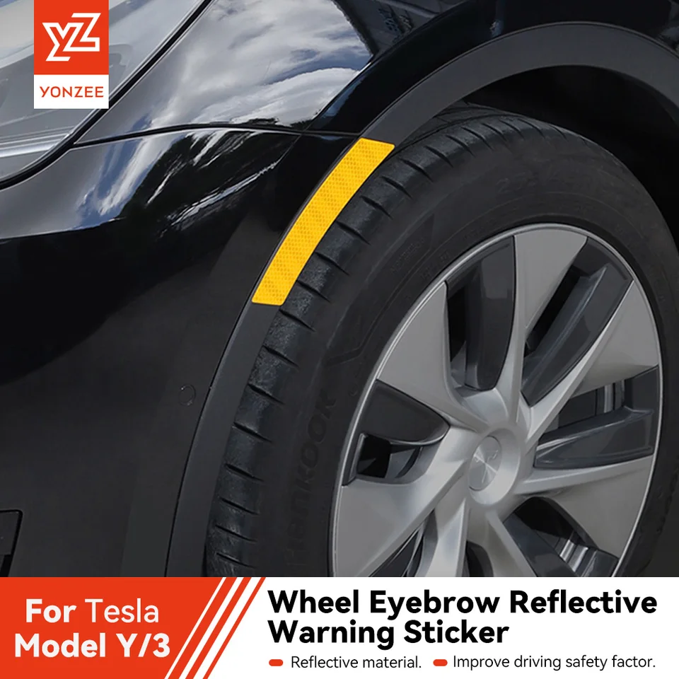 YZ pre Tesla Model Y model 3 koleso Výstraha obočia Reflexné nálepky Side Dekoratívne prúžky kolízie Výstražné značky nálepky