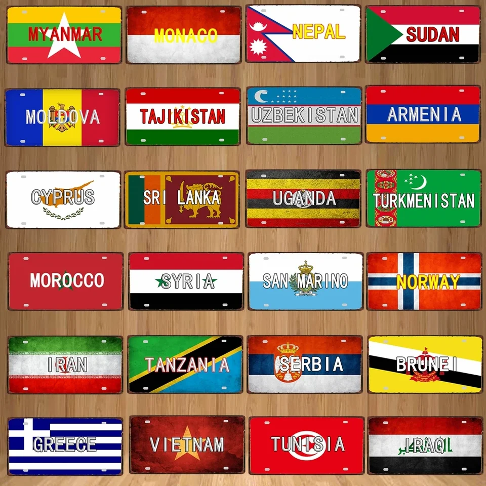 [YZFQ] 30x15cm Národná vlajka Maroko Nórsko Cyprus Metal Tin Sign City Travel Souvenir Wall Pub Shop Homecraft Decor DC-1345B