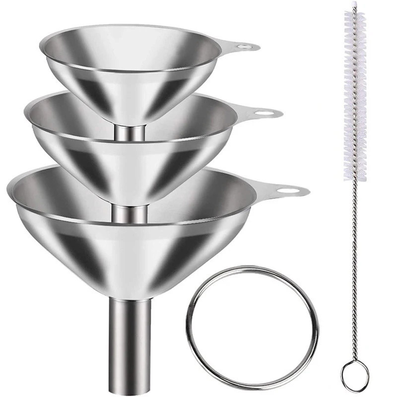 Z nehrdzavejúcej ocele kuchynské zúženia Sada Food Grade Metal Funnels na plnenie fliaš malé zúženia pre korenie éterického oleja