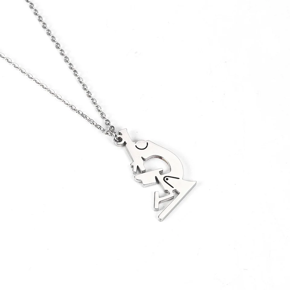 Z nehrdzavejúcej ocele Medical Science Microscope Fashion Minimalistické šperky prívesok Náhrdelník