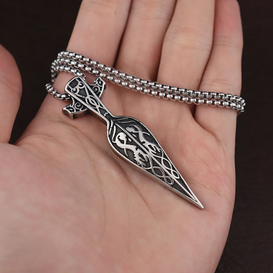 Z nehrdzavejúcej ocele vintage severská oštep prívesok reťaz jedinečný vikings keltské uzol náhrdelníky