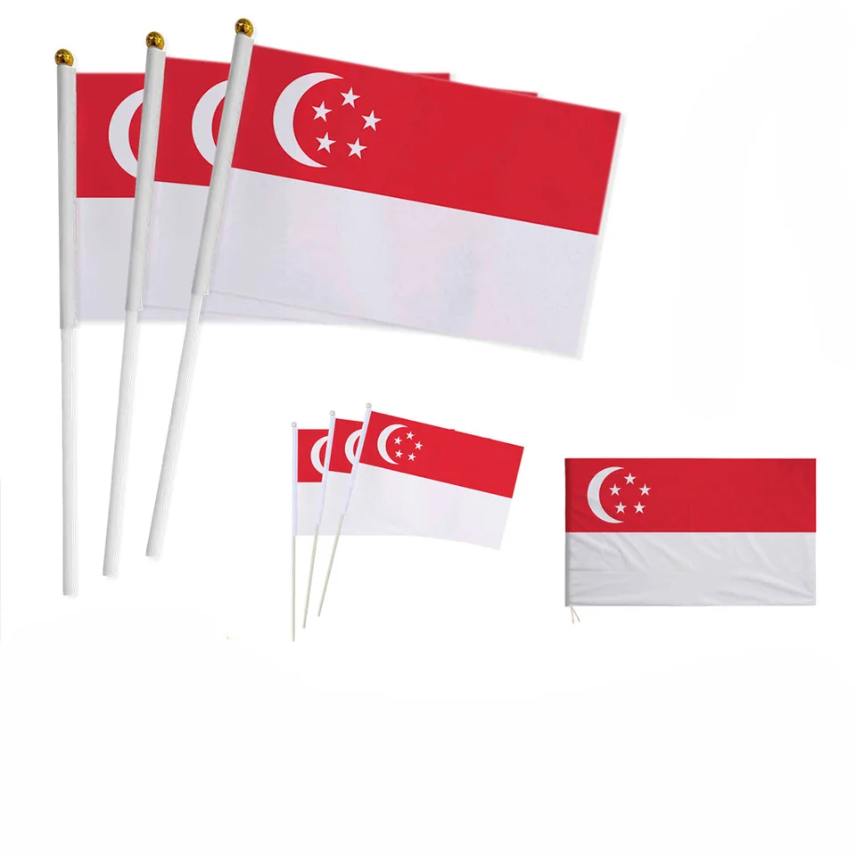 Z-One Vlajka Singapore Ručná vlajka 14*21 cm Singapurská národná vlajka Malé ručné máva máva vlajkou Vnútorné vonkajšie domáce dekorácie
