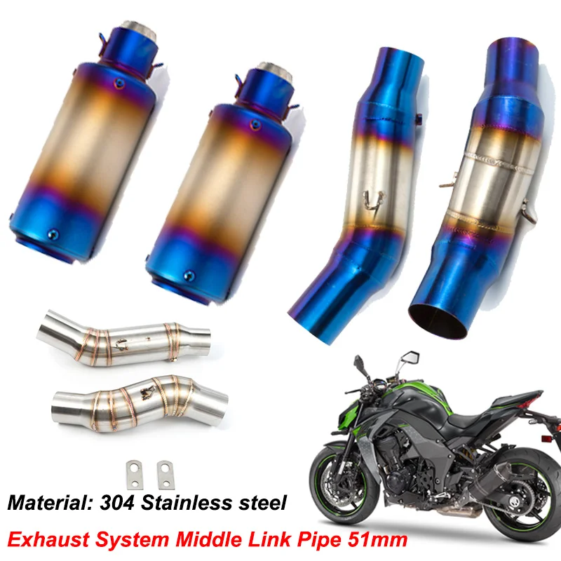 Z1000SX 2010-2020 Motokros motocyklové výfukové potrubie Stredné potrubie Slim na 51 mm tlmič z uhlíkových vlákien Fit pre Kawasaki Ninja 1000 Z1000