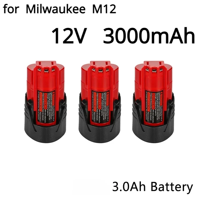 Za 12 V Milwaukee Battery 3AH kompatibilná s Milwaukee M12 XC 48-11-2410 48-11-2420 48-11-2411 12-Voludná batéria bezdrôtových nástrojov