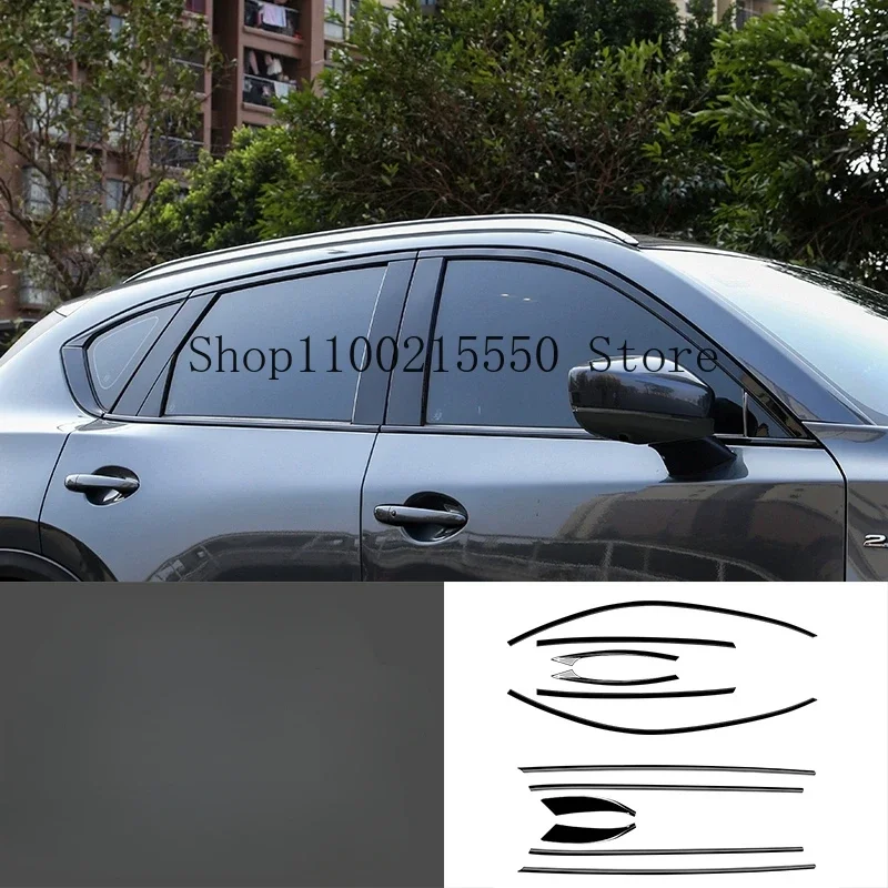 Za 12ks nový mazda CX -5 okenný orezanie Car Shutter CX5 Body Kit Kit Side Spoiler Modifikácia Čierne príslušenstvo 2017 -2024