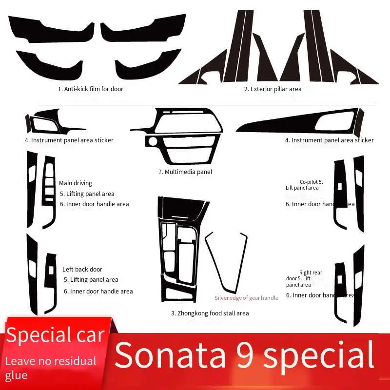 Za 15-17 Hyundai Sonata 9 3D/5D uhlíkové vlákno-stopky interiérové ​​kryt