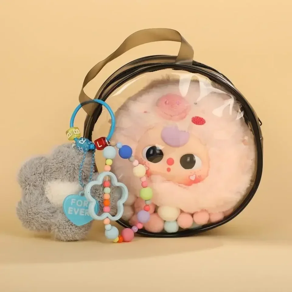 Za 15,5 cm Doll Round Pvc Lovely Keychain Transparent Classic Zipper Bag Dolls Accessories for BabyThree pre Kimmon Doll