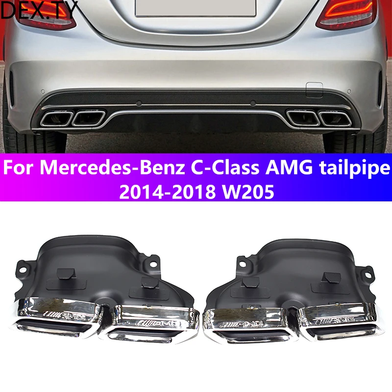 Za roky 2014-2018 Mercedes-Benz Class Class W205 Upgrade výfukových potrubí AMG C63 Black & Strieborný uhlíkový tlmič tlmič