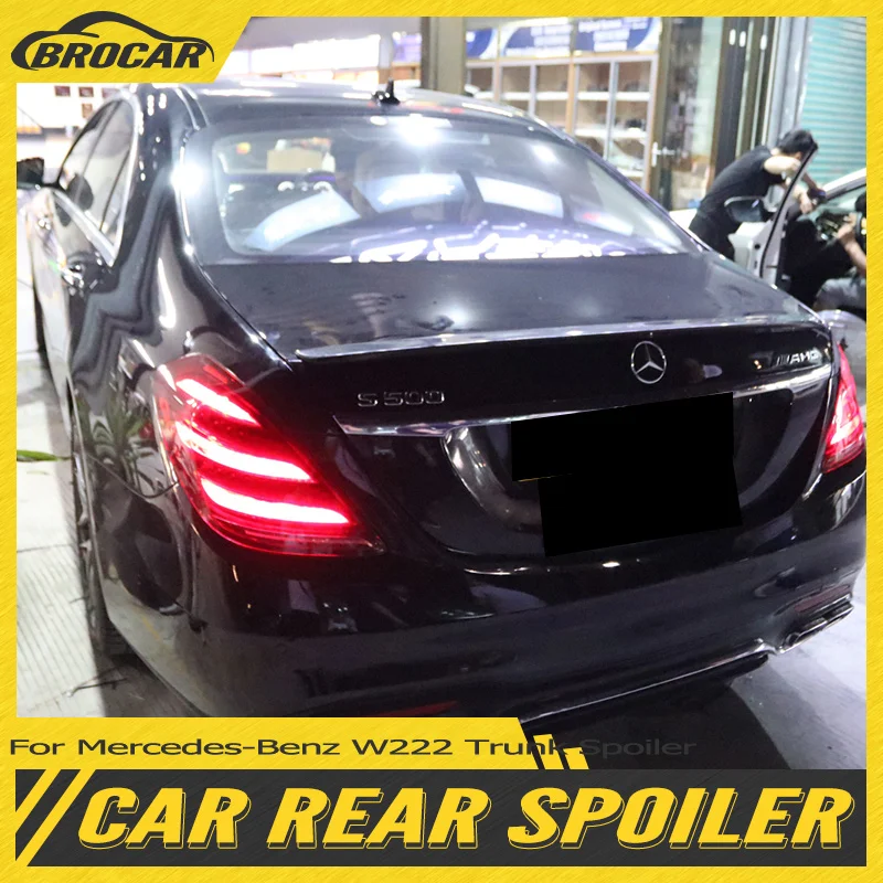 Za roky 2014-2020 Mercedes-Benz W222 SPOiler S300 350 400 500 550 S63 Vysoko kvalitný plastový spoiler ABS Plastový spoiler kufra kufra krídla