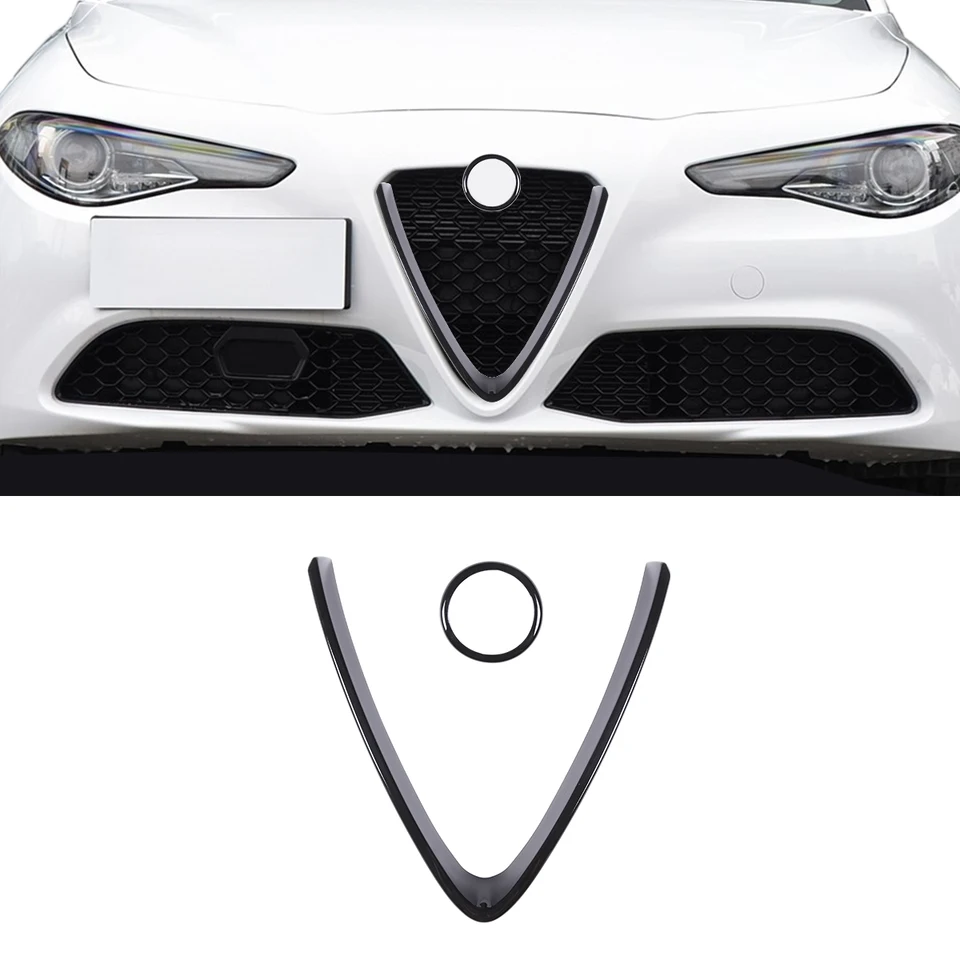 Za roky 2017-2020 Alfa Romeo Stelvio ABS uhlíkové vlákno Styling Predná mriežka dekoratívna rámová nálepka Vonkajšie príslušenstvo