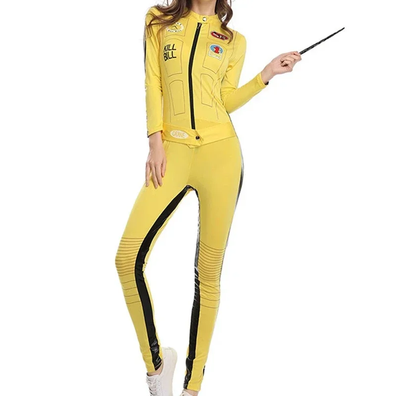 Zabiť Bill Bride Beatrix Kiddo Cosplay kostým Kung Fu Sucksuit for Women Halloween Carnival Mardi Gras kostýmy f