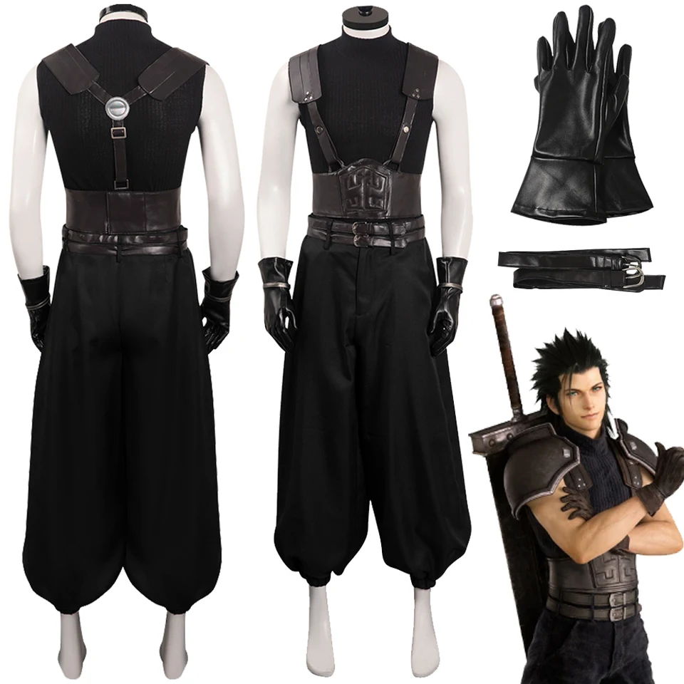 Zack Cosplay Men kostým ff remake hry Final Roleplay Fantasy VII roleplay outfits rukavice rukavice opasok halloween karneval party obleky