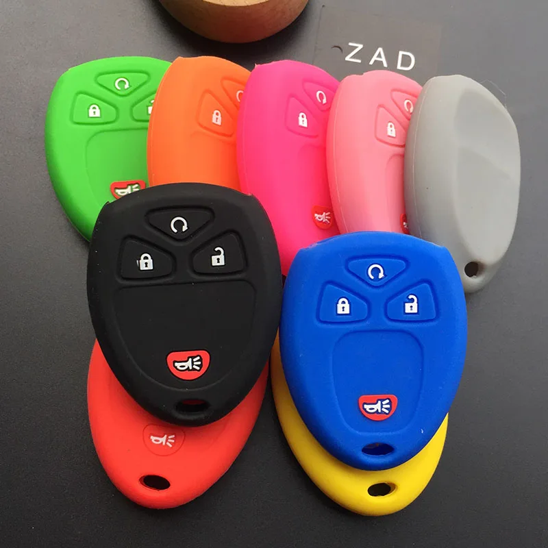 Zad Silikónový gumový kryt automobilu Kľúčok pre kľúče pre Buick pre GMC pre Chevrolet pre Cadillac Pontiac Saturn Aura Impala 4 Button Key