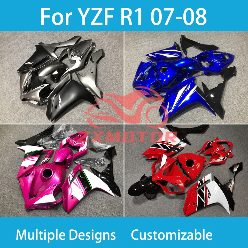 ZADARMO CHLADOVANIE PRE YAMAHA YZF R1 07 08 ABS Vstrekovanie Motocyklového príslušenstva Kompletná kapotáž karoséria Kit R 1 2007 2008