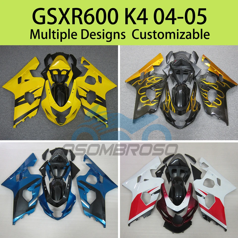 ZADARMO CLAMÁLNE FAWINGINGS PRE SUZUKI GSXR600 GSXR750 K4 04 05 ABS Vstrekovacia kapotážová kúpu motocyklov GSXR 600 750 2004 2005