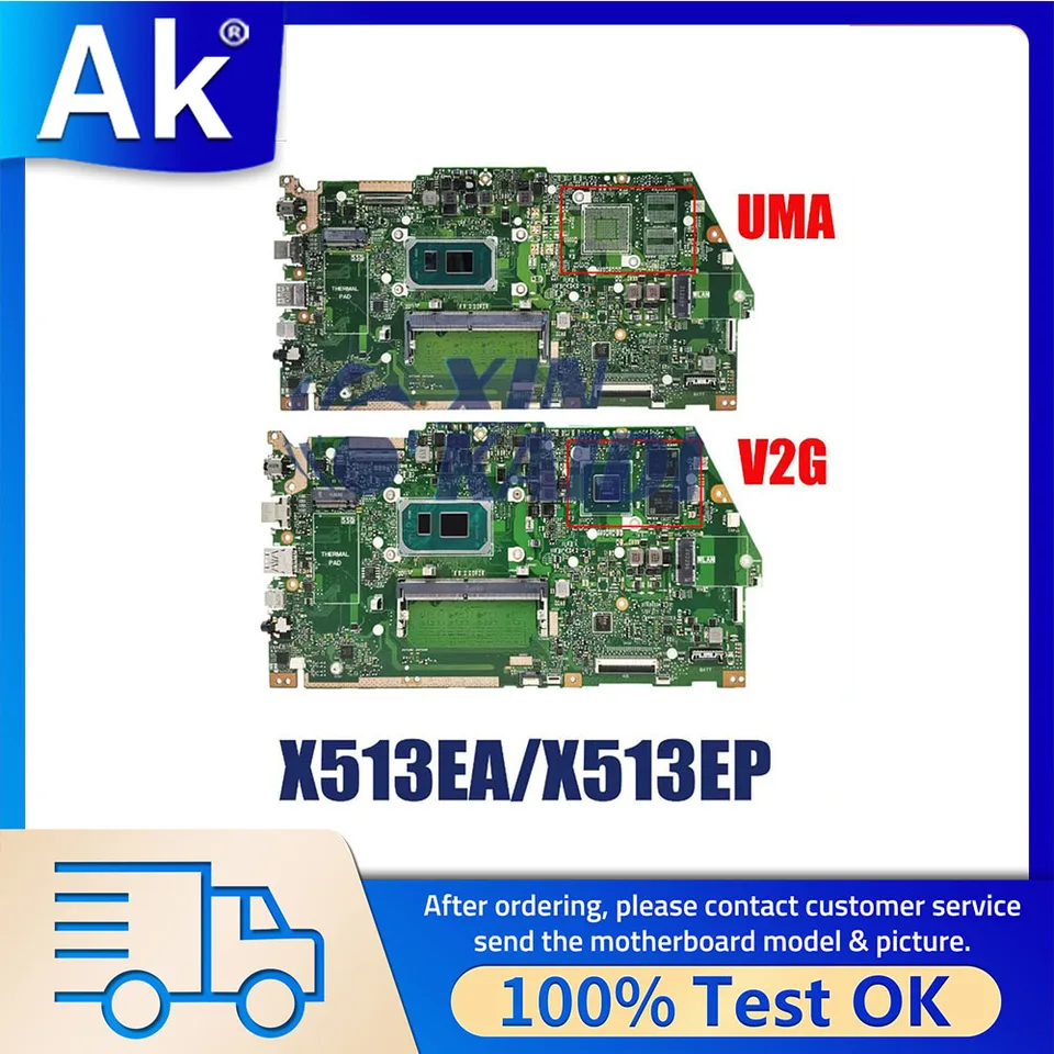 Zadná doska pre notebook pre ASUSX513EA X513EP X513EQ R513E K513E F513E A513E Materská doska pre notebook CPU I3 I5 I7 10. 11. 11. GEN 4G 8G RAM RAM